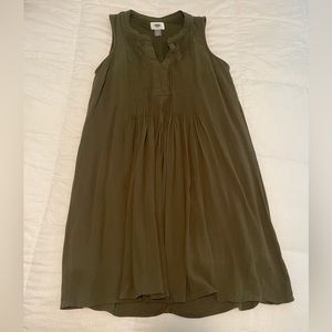Olive green Old Navy pleated tank dress
